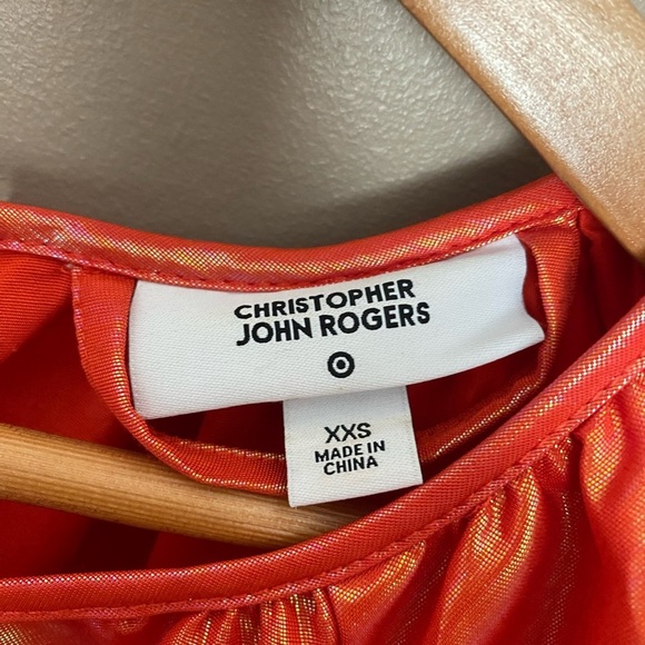 CHRISTOPHER JOHN ROGERS orange shiny puffy sleeve dress for Target sz xxs EUC - Picture 12 of 14